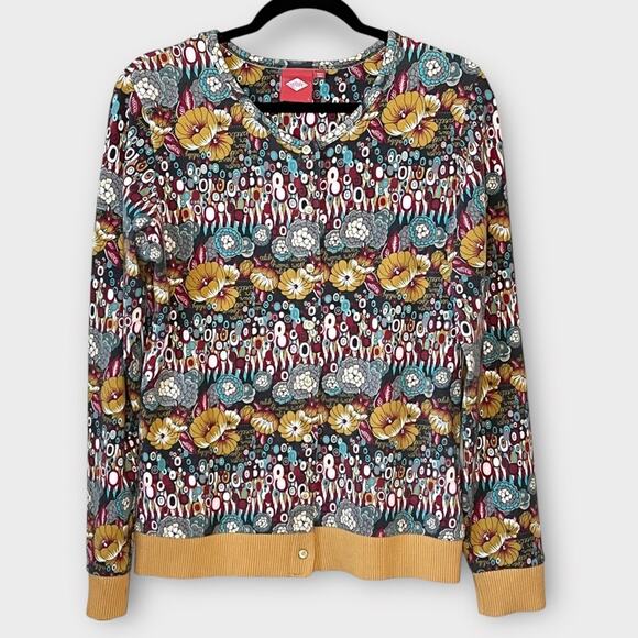 OILILY floral multicolor full button cardigan style top size large boho fall - Picture 1 of 6